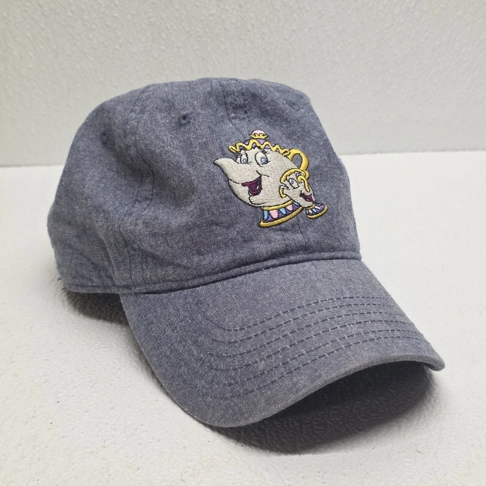 Boxlunch Disney Mrs. Potts & Chip Embroidered Denim Blue Strapback Hat